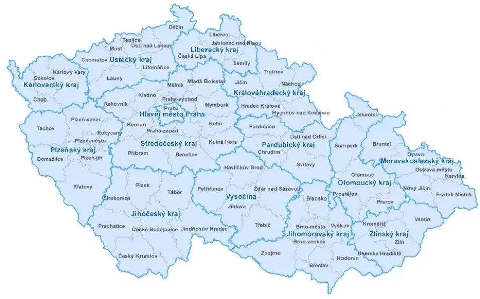 Mapa krajů České republiky